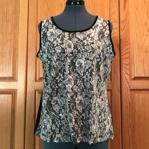 Covington- Black and white lace and sequin Top